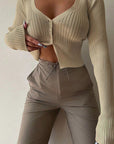 Stylish Deep V-Neck Long Sleeve Cardigan