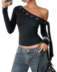 Sexy Asymmetrical Long Sleeve T-Shirt