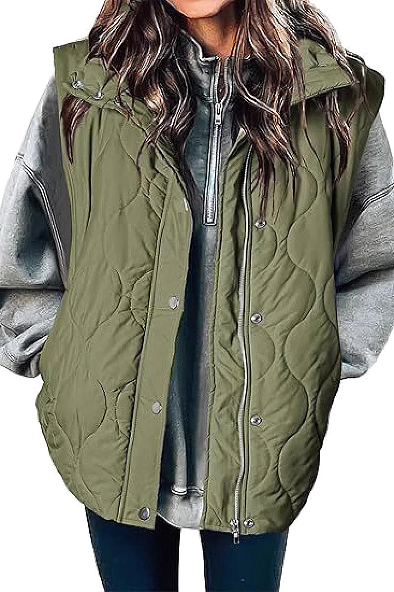 Fashionable Casual Sleeveless Cotton Vest with Zipper