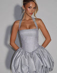 Elegant Halter Neck Bow Tie Mini Dress