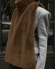 Trendy Sleeveless High Neck Faux Fur Vest