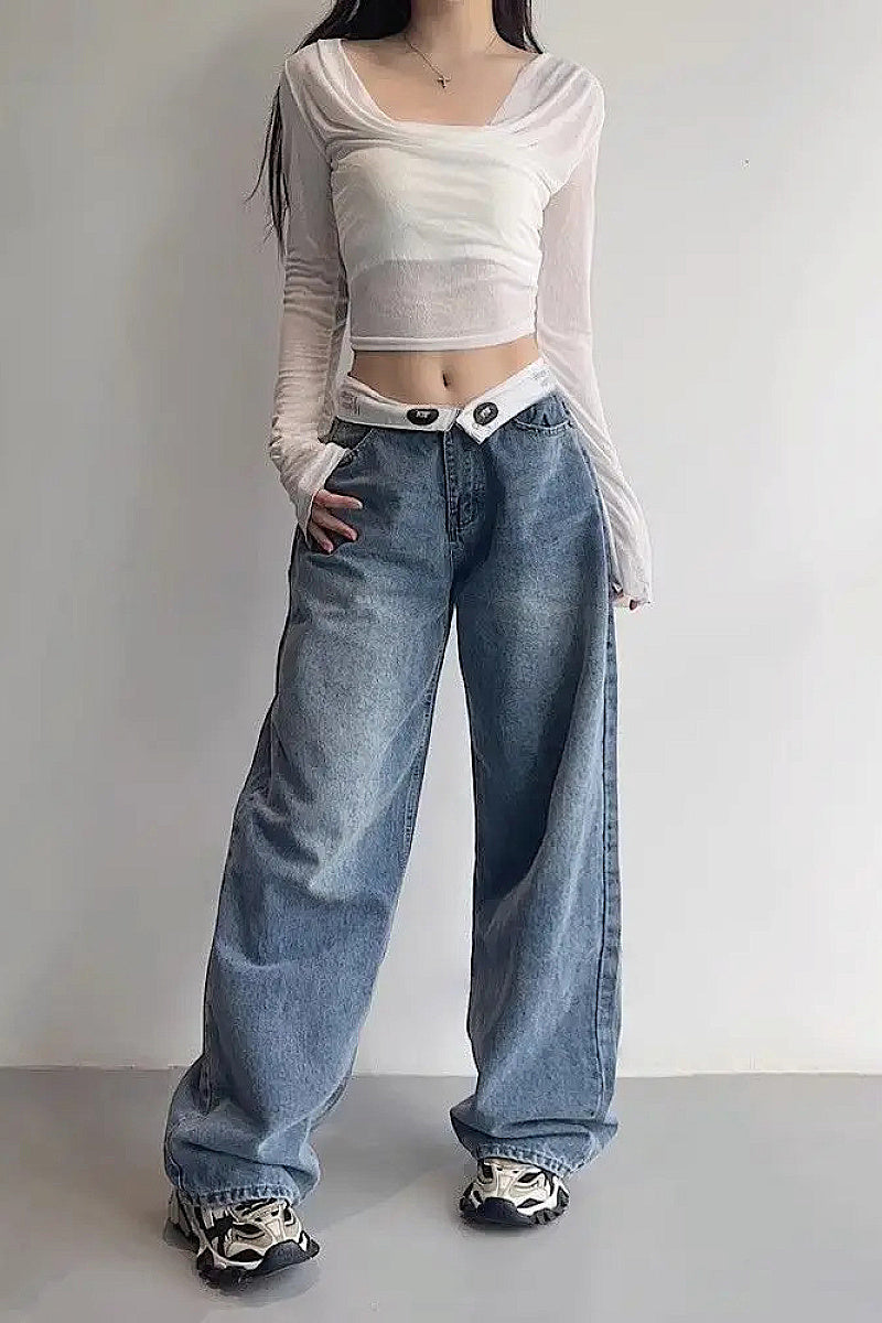 Retro Y2K Low Waist Distressed Denim Pants