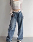 Retro Y2K Low Waist Distressed Denim Pants