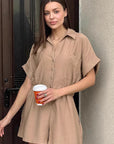 Casual Khaki Jumpsuit with Batwing Sleeves