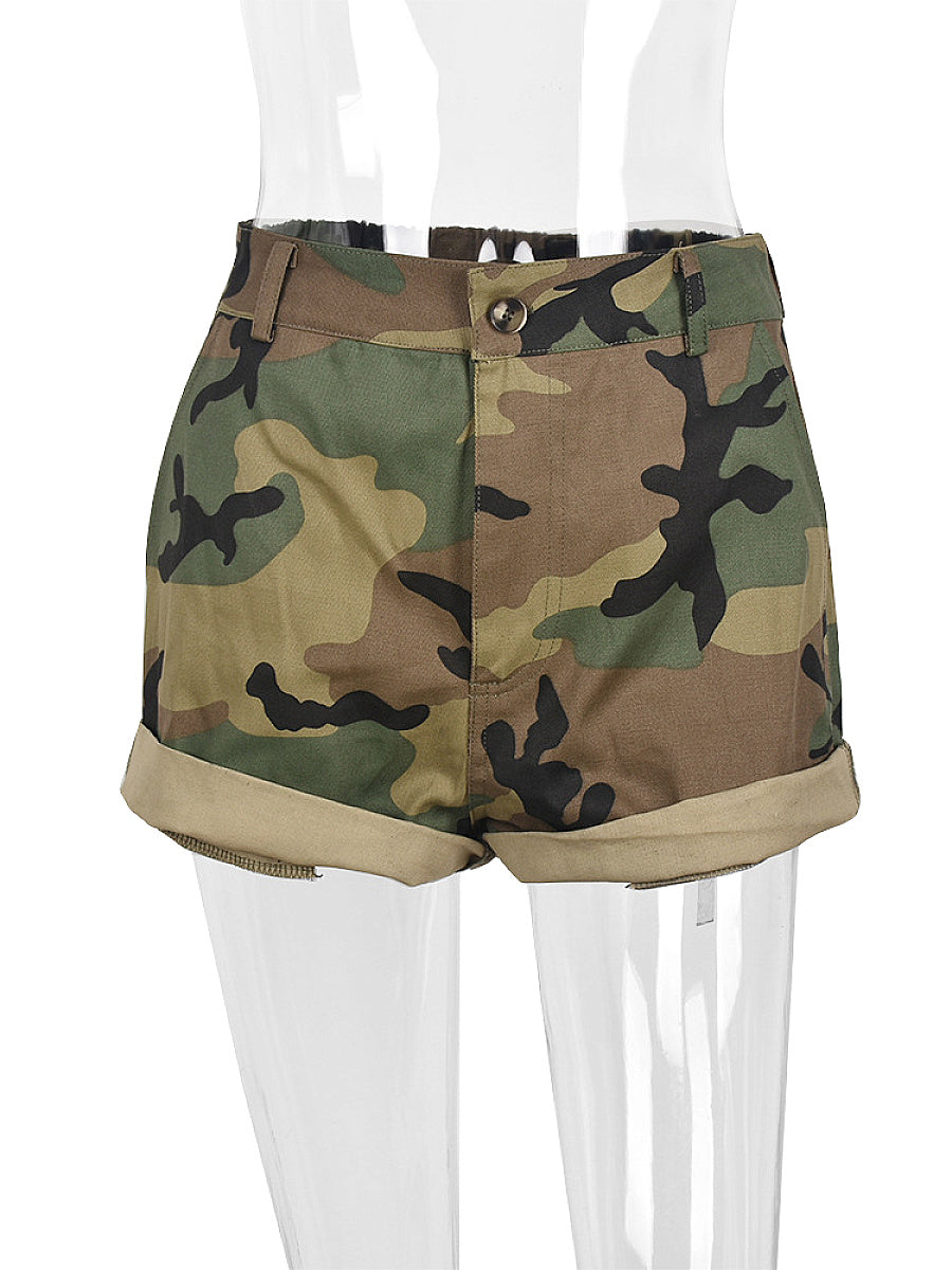 Summer Casual Camouflage Zipper Shorts for Women