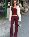Stylish Sleeveless Crop Top and Pants Set