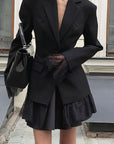 Elegant Waist-Defined Lace Blended Blazer