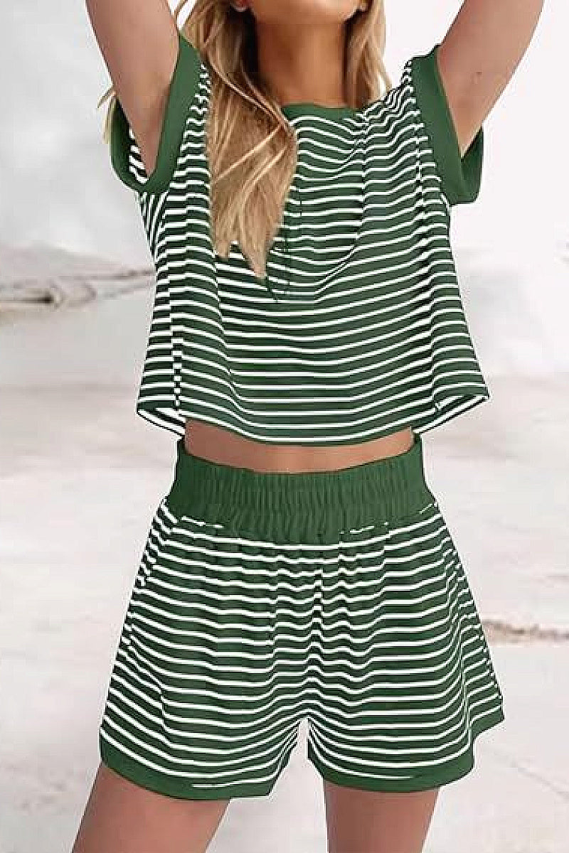 Summer Women's Striped Casual Sports Set