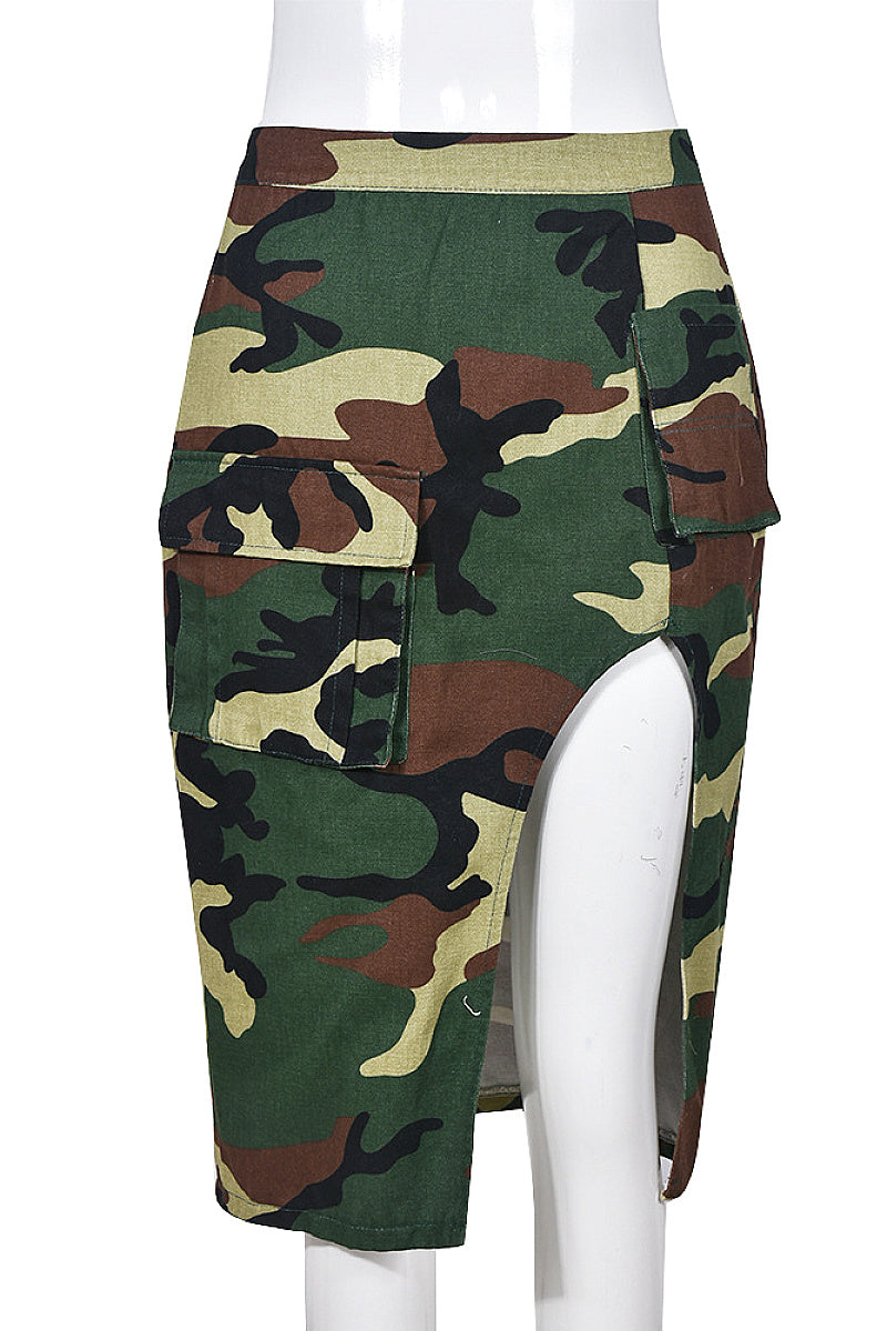 Summer Camouflage Split Skirt for Women