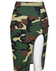 Summer Camouflage Split Skirt for Women