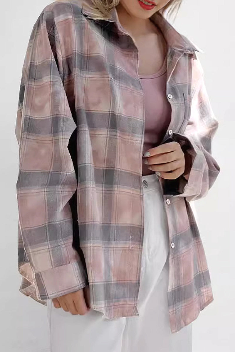 Plaid Long Sleeve Shirt for Women