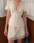 Elegant Women's Satin Lace Two-Piece Set