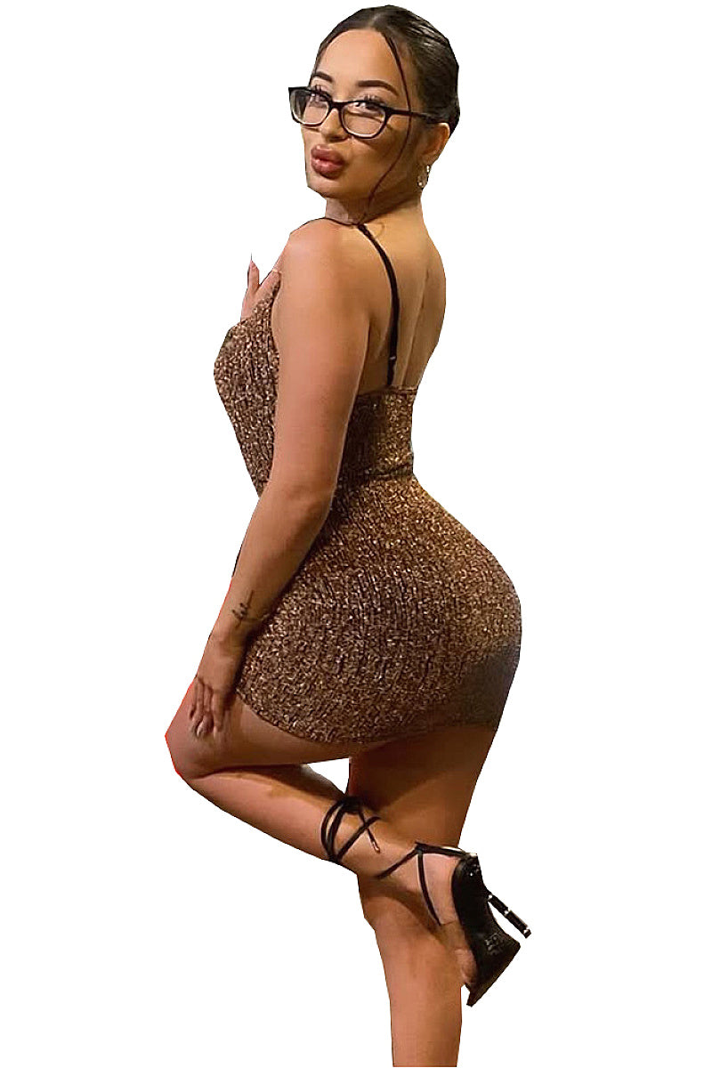 Sexy Backless Knitted Dress with Rhinestones