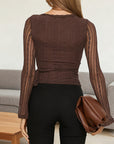 Sexy Lace Tie Long Sleeve Top