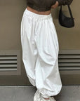 High Waist White Casual Wide Leg Pants for Women