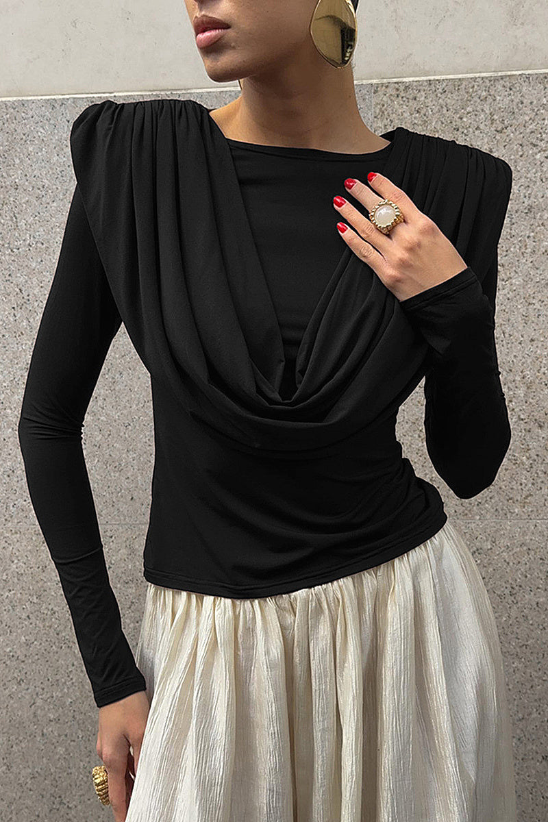 Elegant Pleated Long Sleeve Top for Women
