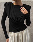 Elegant Pleated Long Sleeve Top for Women