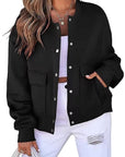 Fashionable Round Neck Short Jacket with Pockets