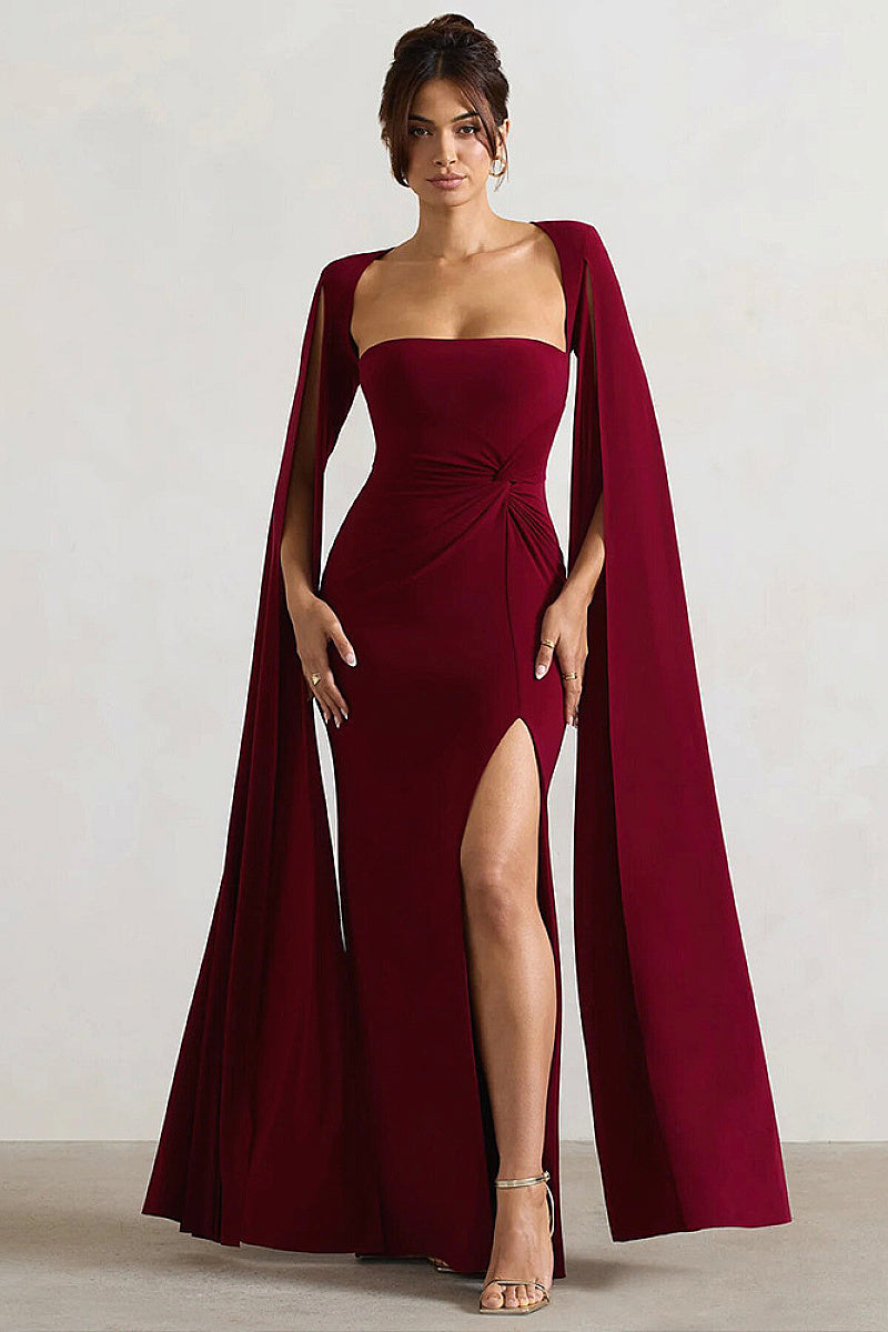 Elegant Long Sleeve Maxi Dress with Square Neck