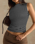 Stylish Striped Slim Fit Sleeveless Top for Women
