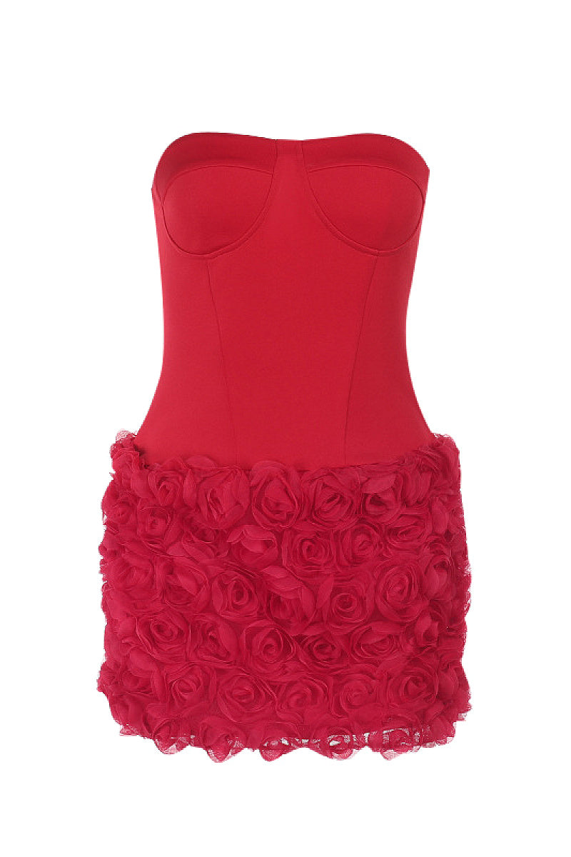 Spring New Short Dress with Floral Texture