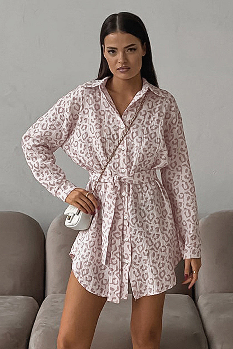 Spring Chiffon Cotton Leopard Print Shirt
