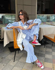 Autumn New Plaid Ruffle Casual Set for Women