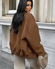 Stylish Brown Wool Blend Coat for Women