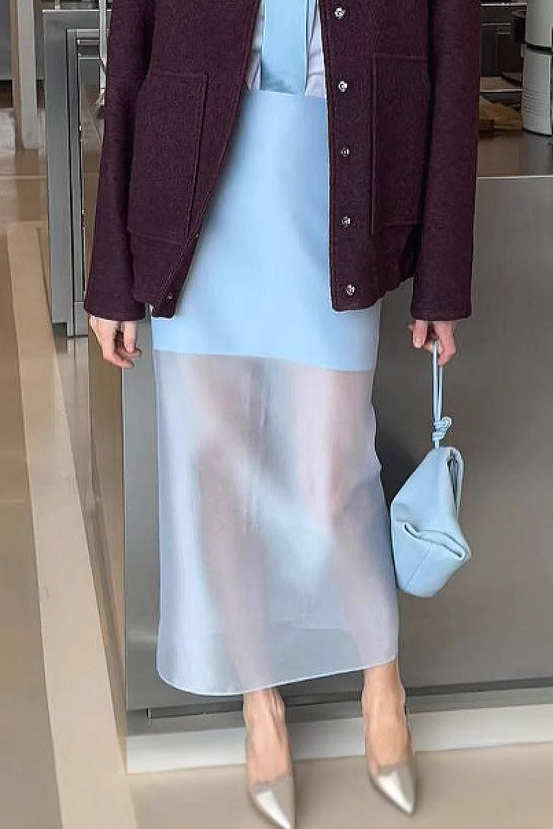 Summer High Waist Sheer Maxi Skirt for Women