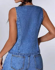 Fashionable Women's Denim Vest with Tie