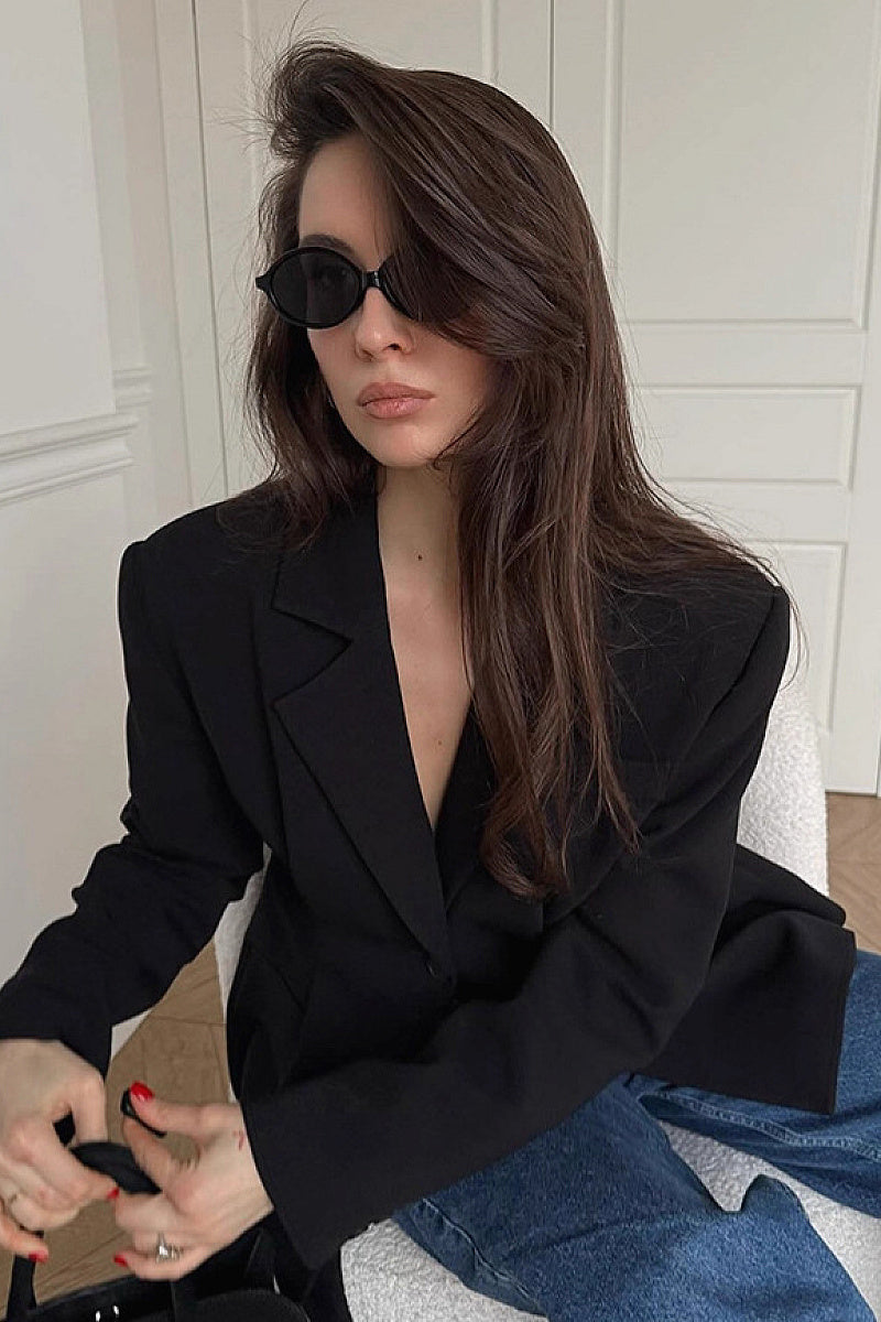 Retro Black Blazer for Women