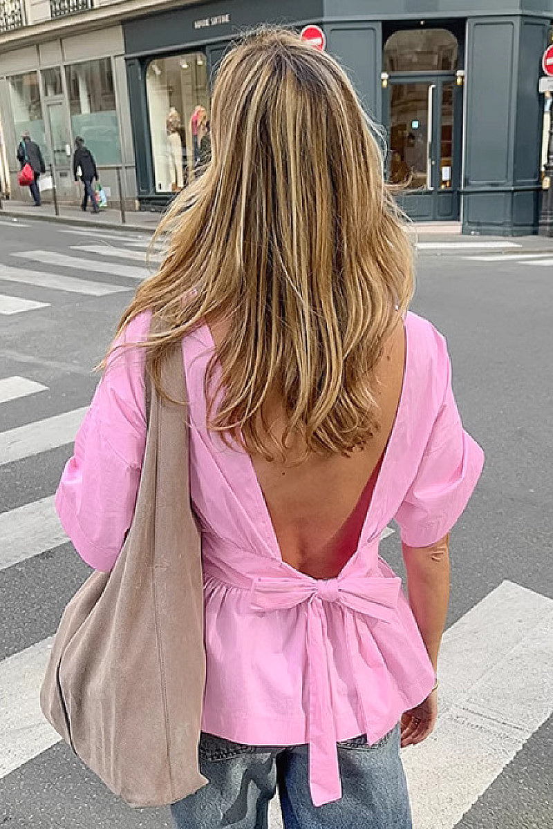 Summer Sweet Pink Cotton Short Sleeve Top