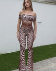 Summer Leopard Print One-Shoulder Jumpsuit