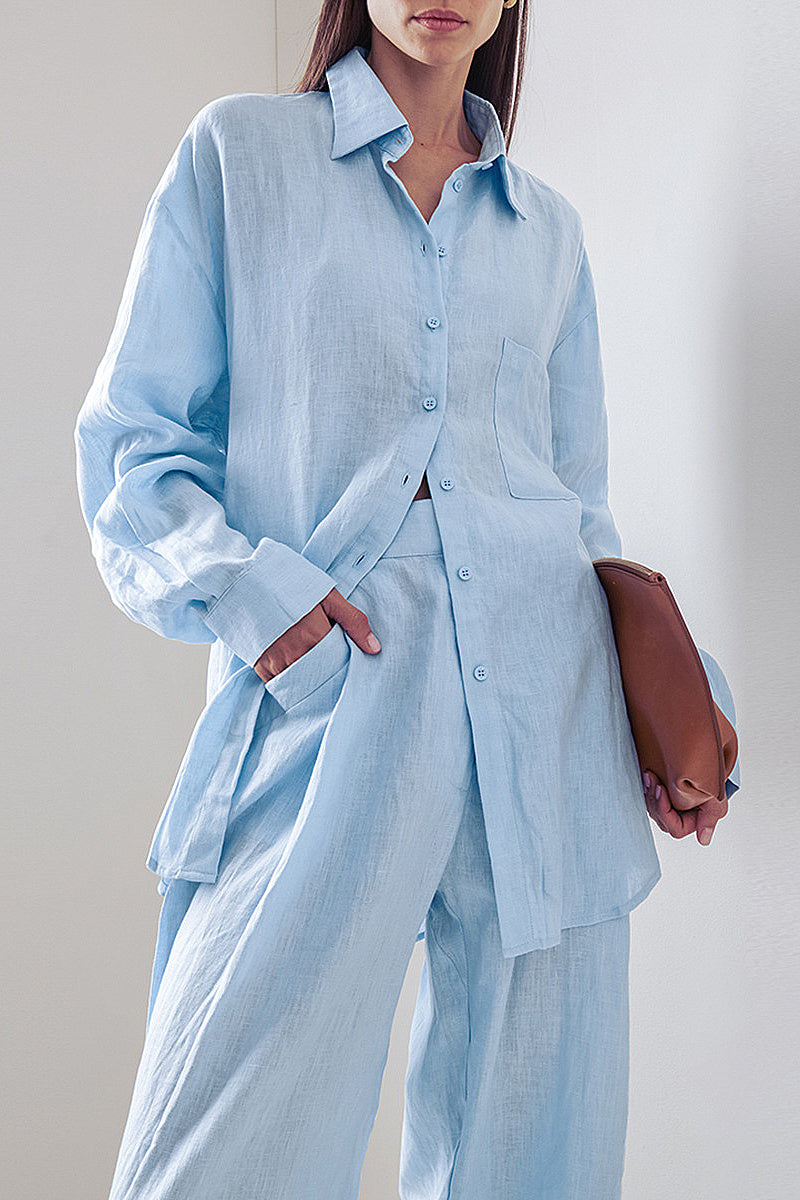 Summer Loose Cotton Linen Two-Piece Set for Women
