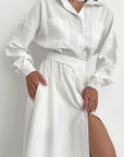French Style Wrap Shirt Dress for Women