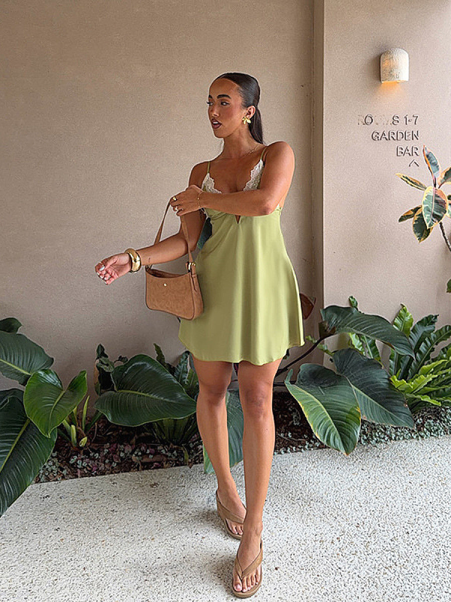 Sexy Deep V Lace Cami Dress for Women
