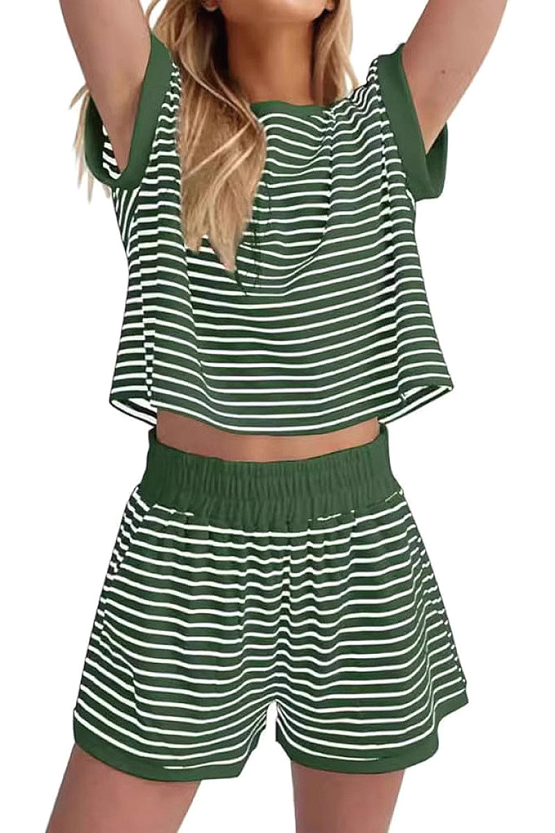 Summer Women's Striped Casual Sports Set