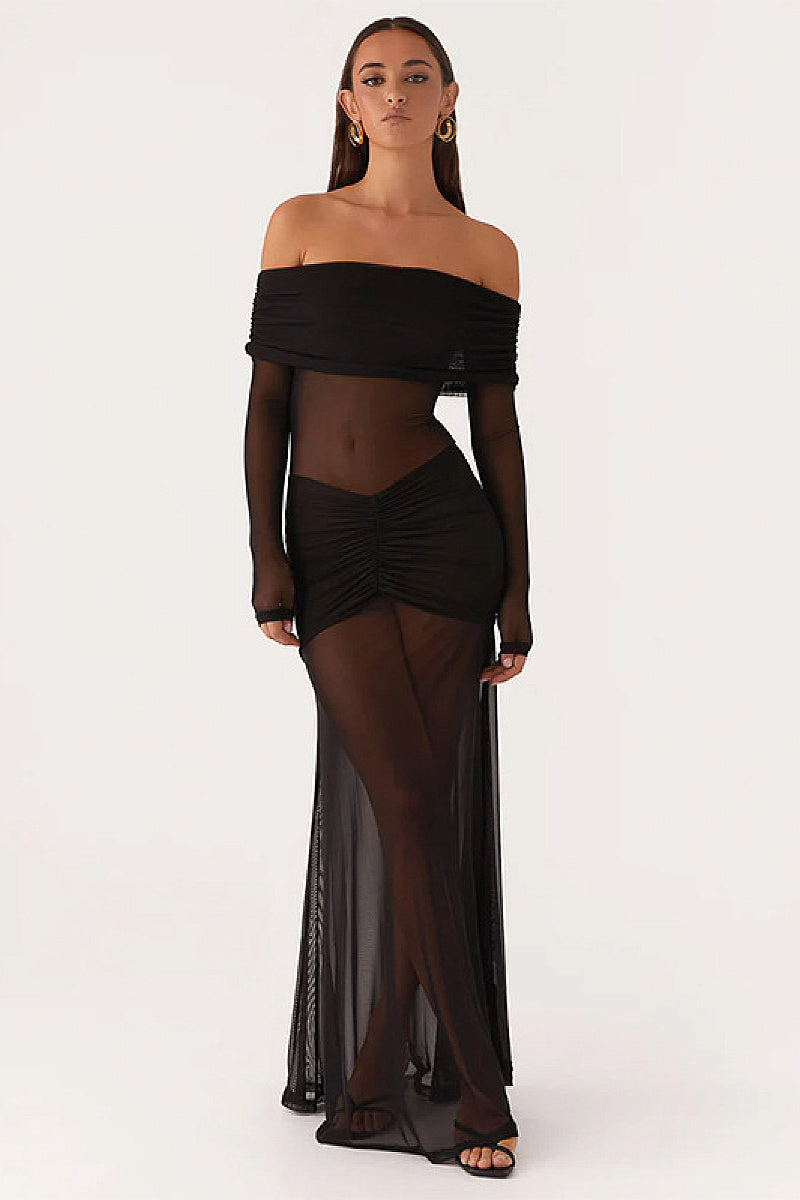 Chic Long Sleeve Off Shoulder Dress