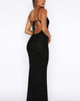 Elegant Summer Backless Dress with Rhinestones