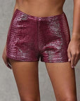 Slim Fit Low Waist PU Leather Hot Shorts for Women