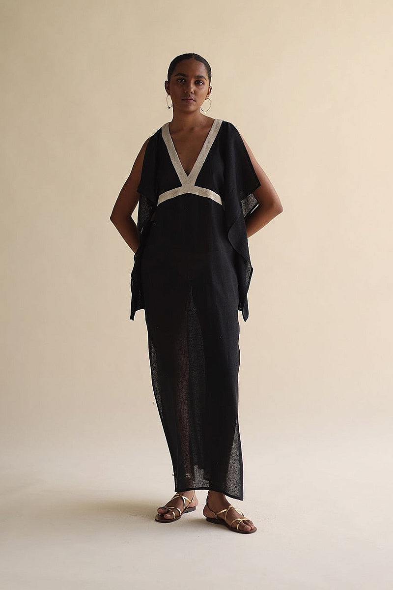 Vintage Casual Vacation Style V-Neck Long Dress