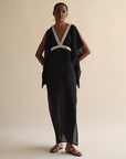 Vintage Casual Vacation Style V-Neck Long Dress