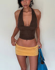 Chic Burgundy Tie-Front Crop Top