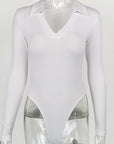 Fashionable Slim Fit Polo Neck Long Sleeve Top