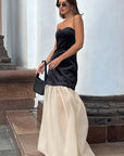 French Velvet Strapless A-Line Dress for Women