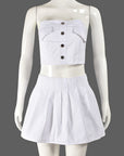 Trendy Women's Sexy Cropped Pleated Skirt Set