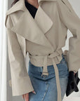Chic Long Sleeve Tie Collar Coat for Women