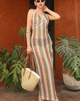 Stylish V-Neck Sleeveless Striped Dress