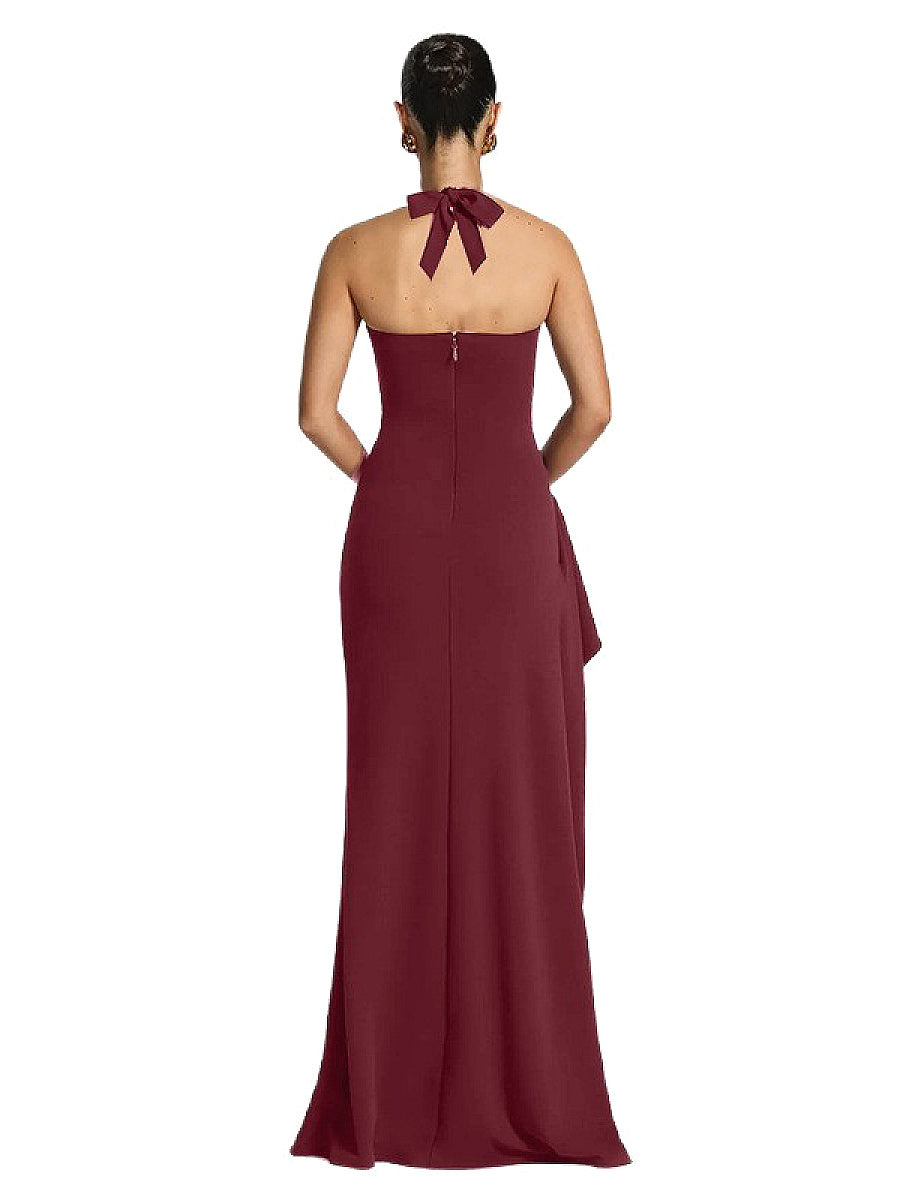 Chic Halter Neck A-Line Dress with Ruffle Hem