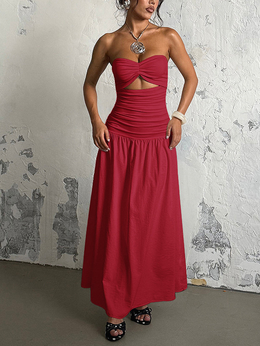 Summer European and American Strapless Beach Dress